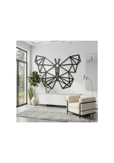 Geometrik Kelebek - Metal Duvar Tablosu - Yosun Yeşili - 21 X 30 Cm Yeşil