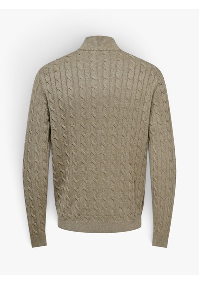 Only & Sons Onslouı Reg 12 Cabel Half Zıp Knıt Noos Erkek Kahverengi Kazak - 22033763