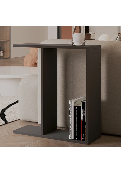 Lotus Modern Yan Sehpa Kitaplıklı Ve Dekoratif Tasarım Antrasit