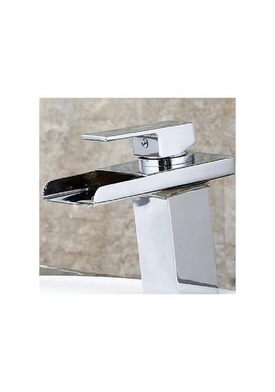 Rena Design Lavabo Bataryasi Krom Şelale Kare Gövde Eğimli Havza Banyo Armatür Çift Giriş Lüks Ergonamik