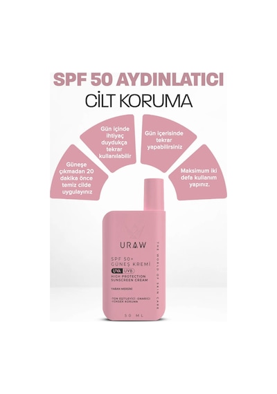 Uraw Pink Touch Blueberry Ton Eşitleyici Güneş Kremi SPF50+ 50 ML