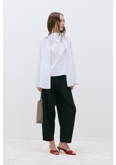 Suud Collection Beyaz Klara Yıkamalı Poplin Gömlek