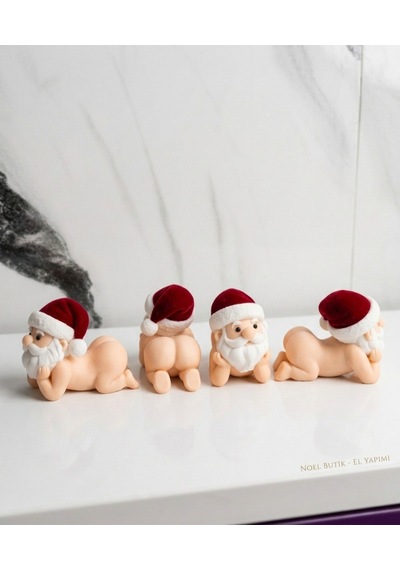 Yılbaşının En Komik Hali: 4'lü Poz Veren Bebek Noel Baba Figür Seti - 3d Tasarım Dekoratif Süs