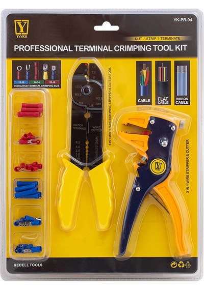 Powermaster Yk-pr-04 Terminal Sıkma Pensesi+kablo Sıyırma Pensesi+uç Seti Soyma Ve Kesme Bir Arada Set