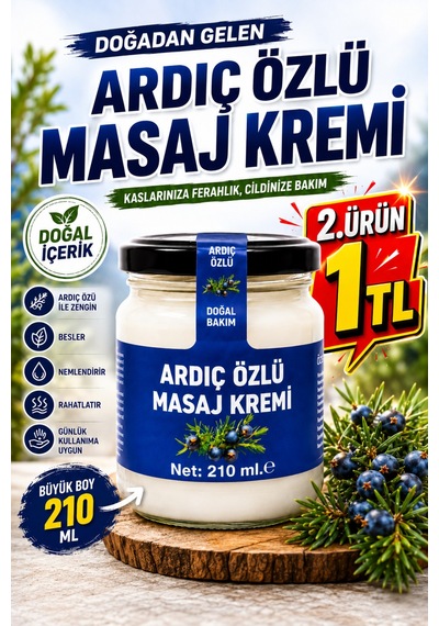 Ardıç Özlü Masaj Kremi 210 Ml Doğal İçerikli Ferahlatıcı Masaj Kremi Günlük Kullanıma Uygun