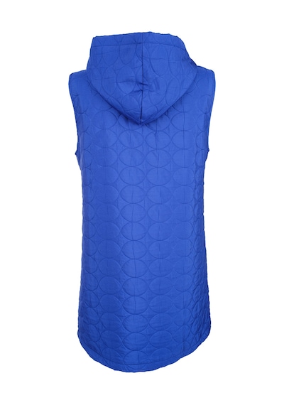 Vedi Midi Kapüşonlu Oversize Yelek - Minimalist Tarz Saks