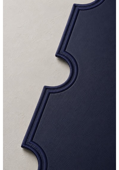 Nakışlı Deri Amerikan Servis 2'li Set Çift Taraflı Kare Supla 45x45 Cm Otis Lacivert