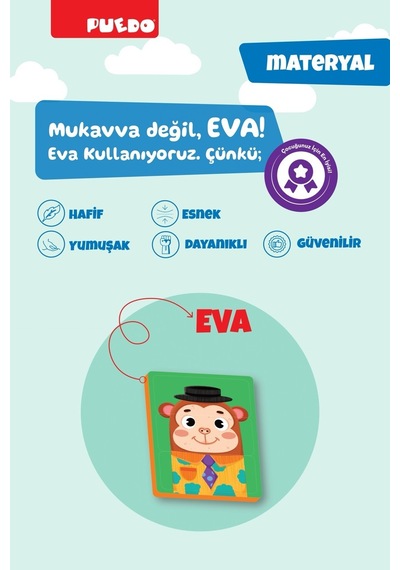 Puedo Funny Faces Manyetik Puzzle 24 Parça 8 Hayvan Eva Eğitici Oyuncak 3+ Yaş