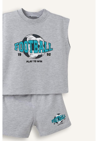 Defacto Futbol Topu Baskılı Atlet Şort 2li Takım Erkek Bebek H8278a526hsgr400 Gri-gr400