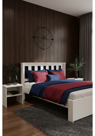 Stark Çift Kişilik Mdf Karyola Ve 2 Komodinli Set