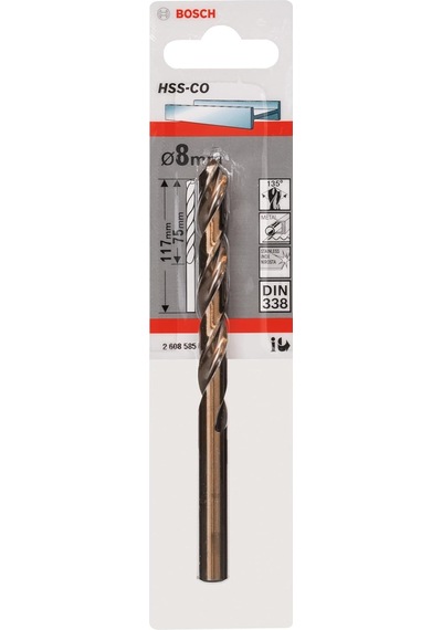 Professional Accessories Matkap Ve Kırıcı Delici Uçları, Metal Matkap Ucu, Gri, 8 Mm, 1 Adet