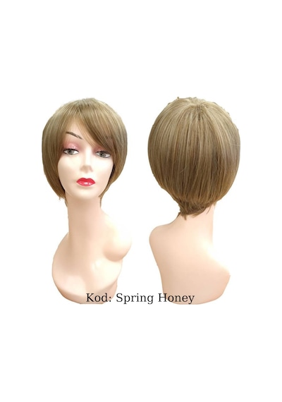 Kısa Peruk Fiber Sentetik Kumral Üzeri Platin No- Spring Honey