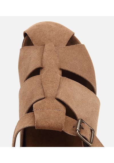 Hotiç Erkek Süet Deri Açık Kahverengi Kemerli Terlik