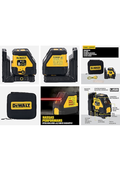 Dewalt Dcle14201rb-xj Usb Çapraz Çizgi Kırmızı Işın Lazer