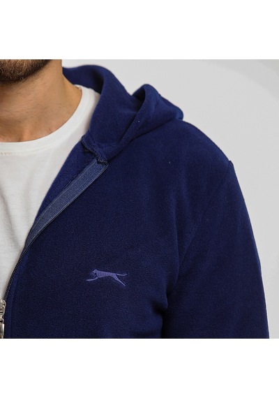 Slazenger SAMSON IN Erkek Fermuarlı Kapüşonlu Cepli Lacivert Polar