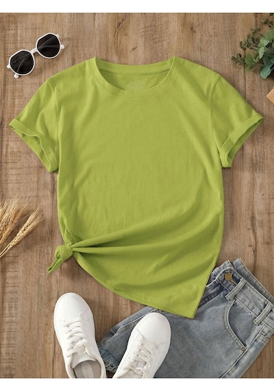 Kadın Lime Yeşili Oversize T-shirt Limee
