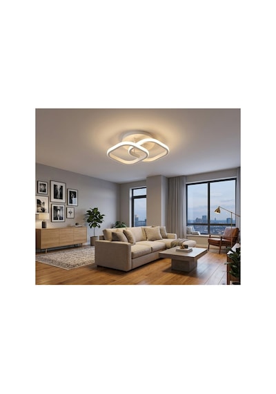 3 Renkli Kare Hol,antre,yatak Odası,çocuk Odası Için Beyaz Kasa Modern Led Avize