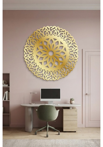 Lotus Mandala Metal Duvar Tablosu - Duvar Sanatı - Duvar Dekoru - Altın