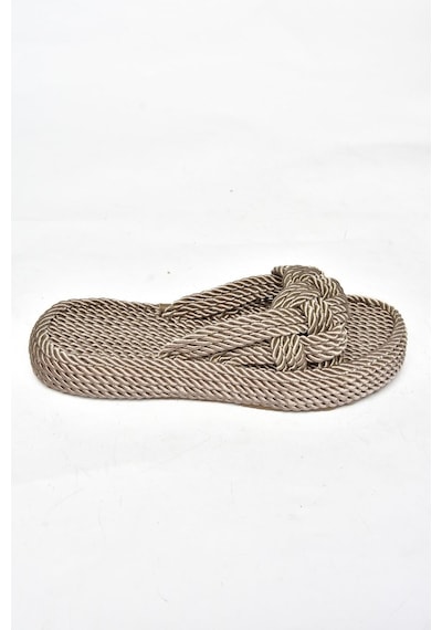 Fox Shoes S596022704 Vizon Halat İpli Hasır Terlik Vizon