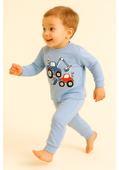 Aden Kids Çocuk Mevsimlik Penye Pijama Takımı Bebek Mavi