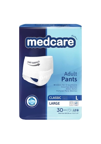 Classic Emici Külot Yetişkin Hasta Bezi 5,5 Damla Large L Beden 30'lu Paket Standart