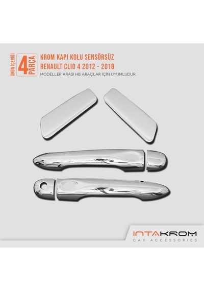 intakrom Renault Clio 4 Krom Kapı Kolu Hb - 4 Parça Sensörsüz 2012 - 2021