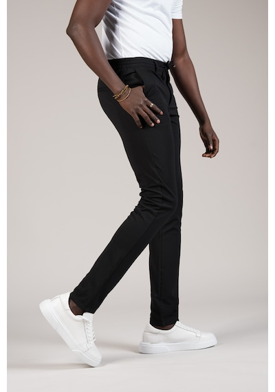 Advante Slimfit Dokulu Dar Paça Beli Lastikli Ve İplikli Yazlık Jogger Pantolon Siyah