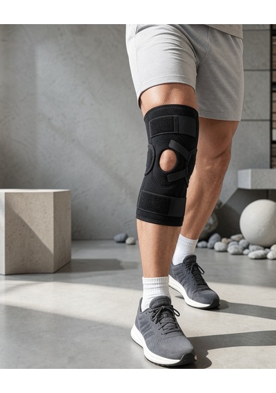 Açık Patella Diz Destekliği Ayarlanabilir Ligament Destekli Prtligamentdizlik-2 Siyah