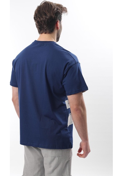 Madmext Lacivert Baskılı Regular Fit Erkek T-shirt E7107 Lacivert