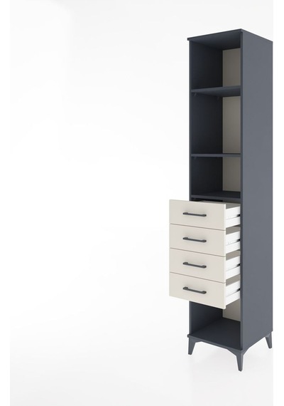 Hyperion Dolap 3 Raflı 4 Çekmeceli 44x44x221 Antrasit-aytaşı Antrasit