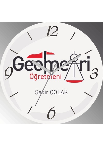 Kişye Özel Geometri Öğretmeni Çap 30cm Sessiz Akar Bombeli Gerçek Cam Duvar Saati Siyah