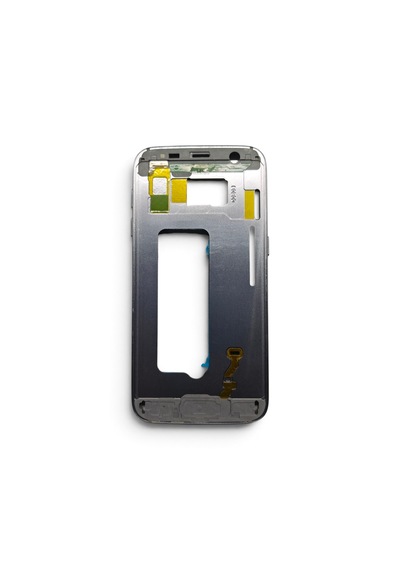 G930 Orta Kasa Galaxy S7 Uyumlu Siyah Renk Orta Kasa Çerçeve + Ses Açma On Off Tuş Plastik Kamera Camı Koyu Gri Gri - Siyah