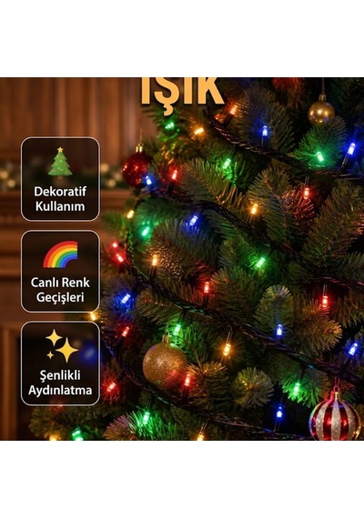 5 Metre Şeffaf Kablolu 50 Led Dekoratif Aydınlatma 8 Işık Modlu Diğer