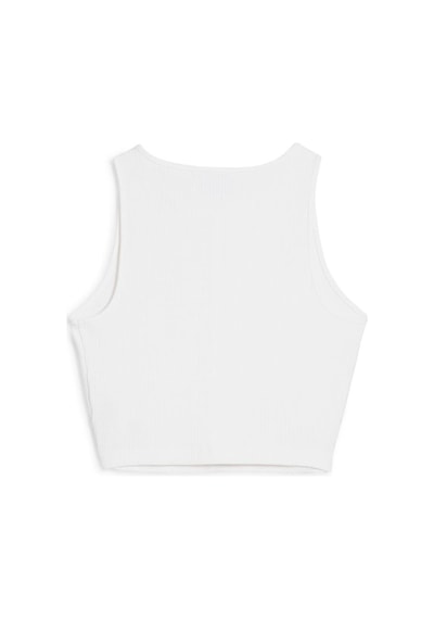 Puma Wardrobe Ess Ribbed Crop Top Kadın T-shirt Beyaz