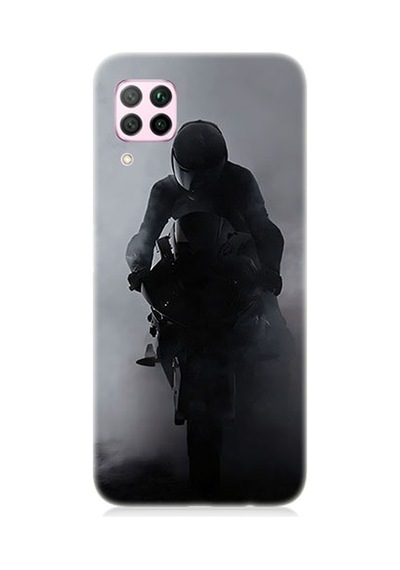 Huawei P40 Lite Uyumlu Motosiklet Sürücüsü Desenli Silikon Kılıf