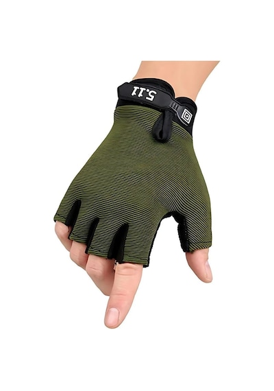 Single Sword Çocuk Yarım Parmak Spor Ve Bisiklet Eldiveni Haki,sc-111 L