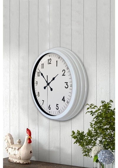 40 Cm Beyaz Metal Standart Duvar Saati Metal Standart Beyaz Kadran 67857430
