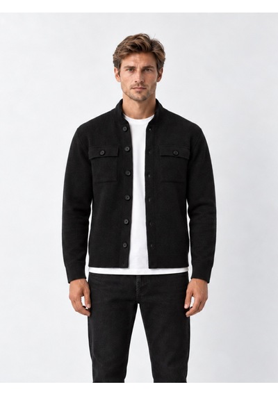 Xint Siyah Regular Fit Polo Yaka Pamuklu Hırka 801676
