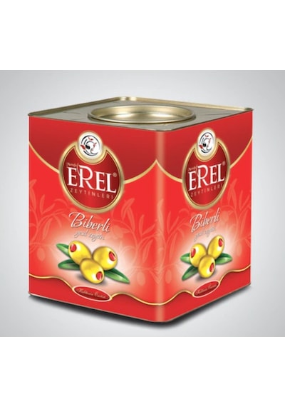 Erel Zeytinleri Biberli 201-230 KB Yeşil Zeytin Teneke 10 KG
