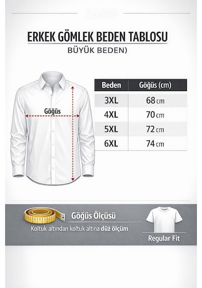 Lugon Büyük Beden Uzun Kol Klasik Erkek Gömlek 7616 Krem