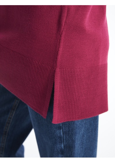 Lcwaıkıkı Classic Mürdüm Bisiklet Yaka Kadın Triko Tunik