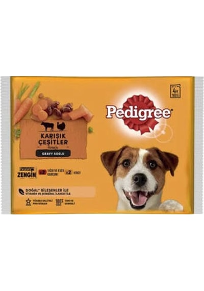 Pouch Sığır Etli Kuzulu Ve Hindili Yetişkin Köpek Konservesi 4x100 Gr