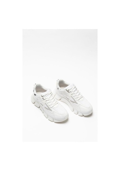 Beyaz Kadın Sneakers Şeffaf Taban Bağcıklı Spor Ayakkabı Jasmin 001