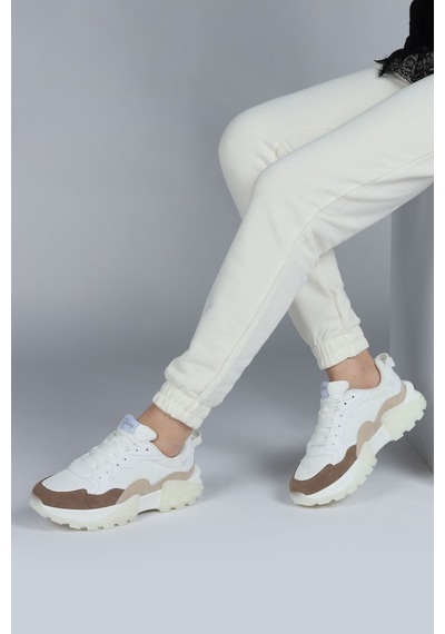 Jump 29780 Beyaz - Bej Kadın Sneaker Günlük Spor Ayakkabı Beyaz - Bej