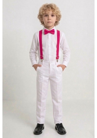 Mnk Baby & Kids Beyaz Pantolon Gömlekli Erkek Çocuk Takım M00809