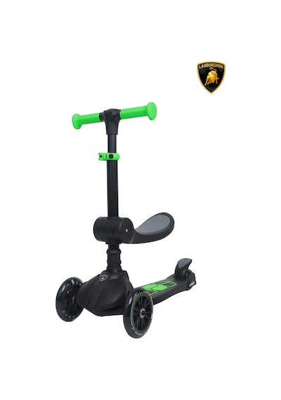 Lamborghini Lisanslı L5 2in1 Katlanabilir Oturaklı Işıklı 3 Tekerlekli Çocuk Scooter Siyah