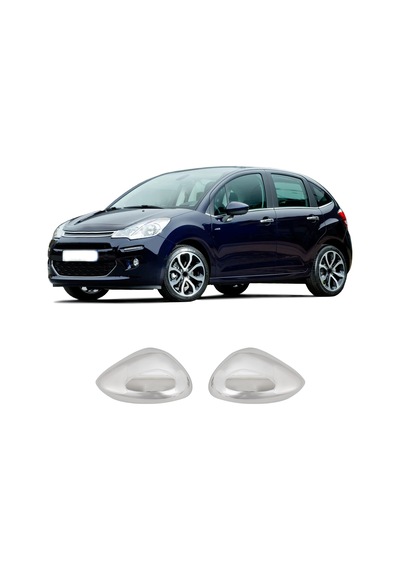 Citroen C3 Uyumlu 2009-2016 Krom Ayna Kapağı 2 Parça Paslanmaz  Çelik