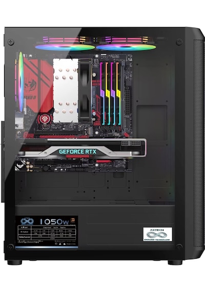 Aztech 850w Skyhawk Azt07 Rgb Gaming Mid-tower Pc Kasası 360mm Sıvı Soğutucu Desteği