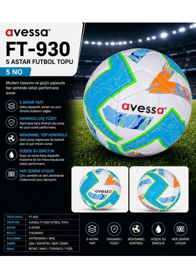 Avessa Ft-930 Futbol Topu 5 Astar Mavi