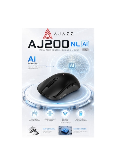 Aj200 Nl Aı Yapay Zeka Sesli Komut Destekli Near-link 3 Modlu Kablosuz Oyuncu Mouse Diğer